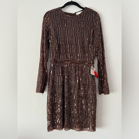 NWT Mac Duggal 93625 Long Sleeve Sequin Mini Dress - Picture 3 of 17